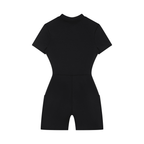 CAPEL Women's Quarter-Zip Short Sleeve Romper Black