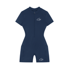 CAPEL Women's Quarter-Zip Short Sleeve Romper Blue