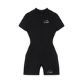 CAPEL Women's Quarter-Zip Short Sleeve Romper Black