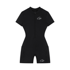 CAPEL Women's Quarter-Zip Short Sleeve Romper Black