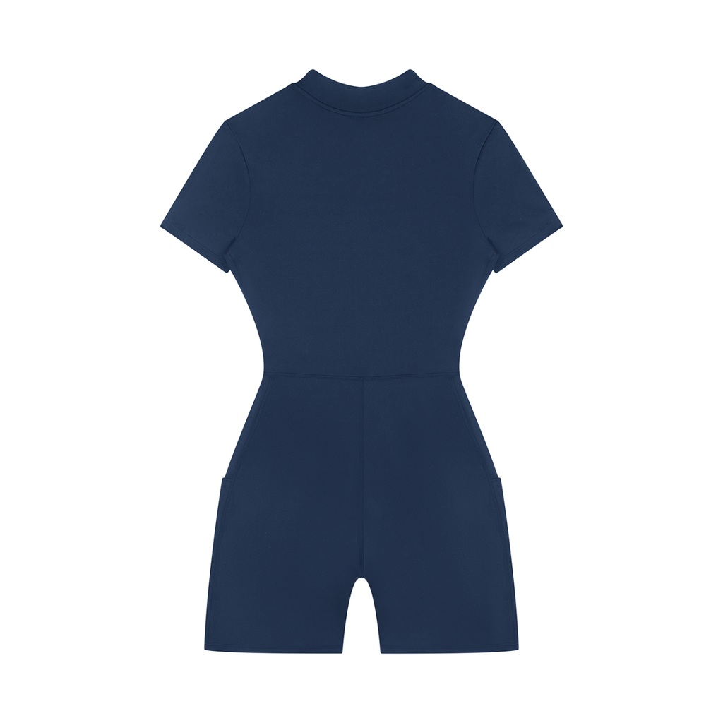 CAPEL Women's Quarter-Zip Short Sleeve Romper Blue