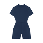 CAPEL Women's Quarter-Zip Short Sleeve Romper Blue